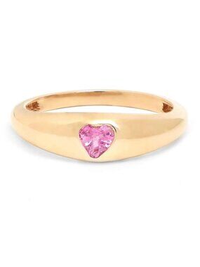 Heart-Cut Pink Sapphire 14K (18K Custom) Yellow Gold Band Ring